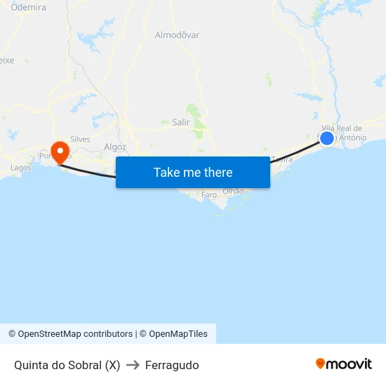 Quinta do Sobral (X) to Ferragudo map