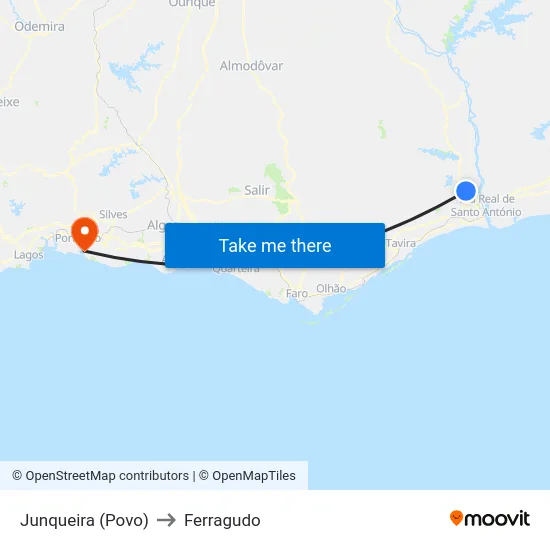 Junqueira (Povo) to Ferragudo map