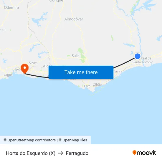 Horta do Esquerdo (X) to Ferragudo map