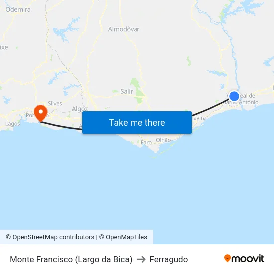 Monte Francisco (Largo da Bica) to Ferragudo map