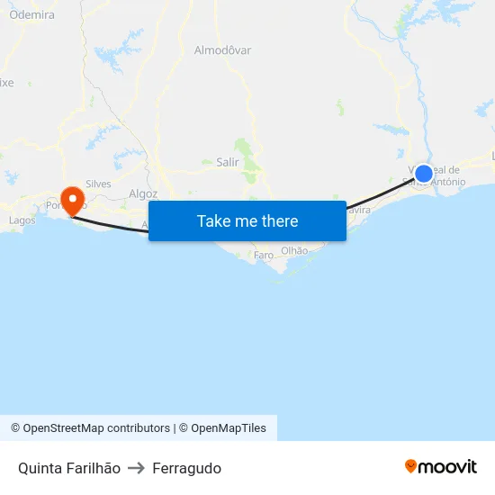 Quinta Farilhão to Ferragudo map