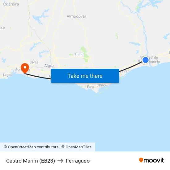 Castro Marim (EB23) to Ferragudo map