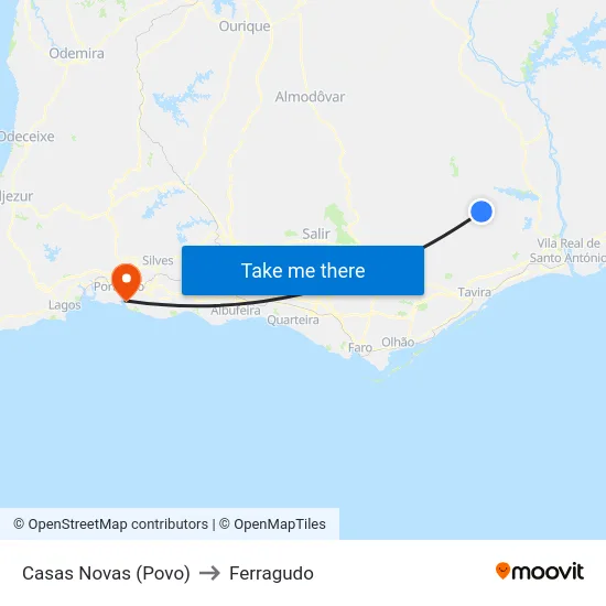 Casas Novas (Povo) to Ferragudo map