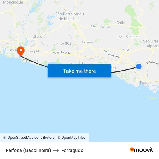 Falfosa (Gasolineira) to Ferragudo map