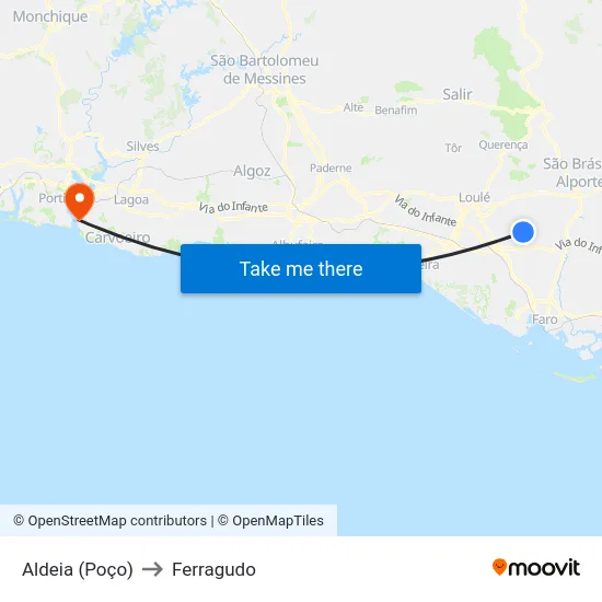 Aldeia (Poço) to Ferragudo map
