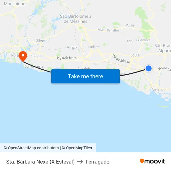 Sta. Bárbara Nexe (X Esteval) to Ferragudo map