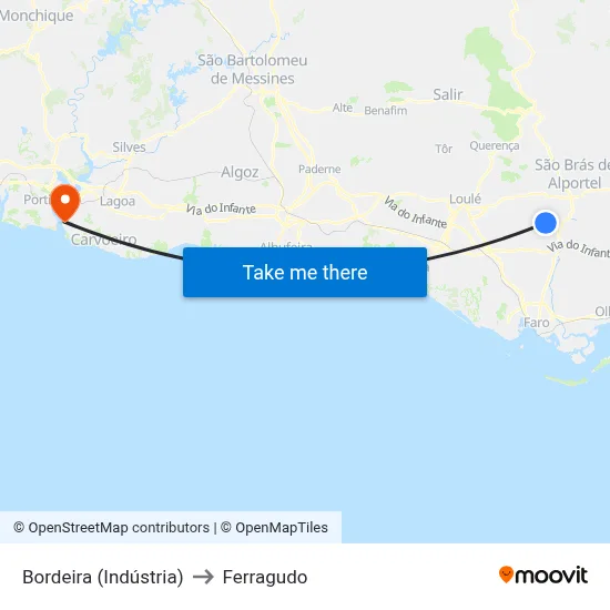 Bordeira (Indústria) to Ferragudo map