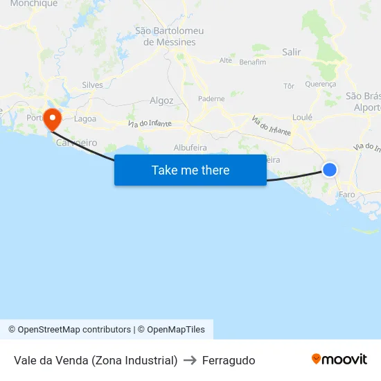Vale da Venda (Zona Industrial) to Ferragudo map