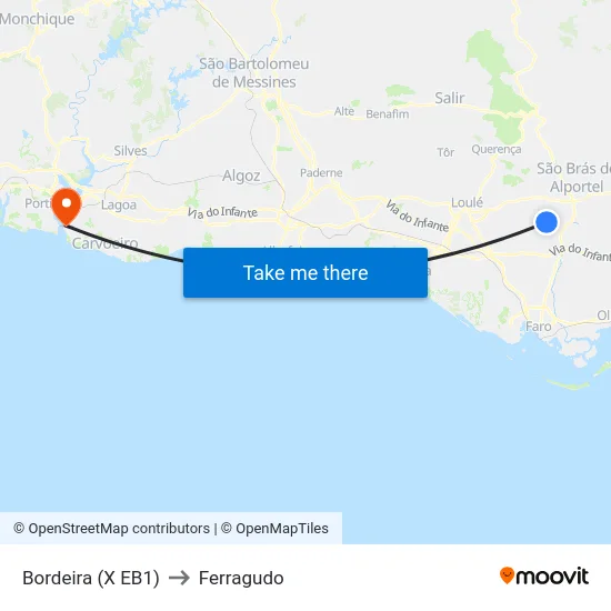 Bordeira (X EB1) to Ferragudo map
