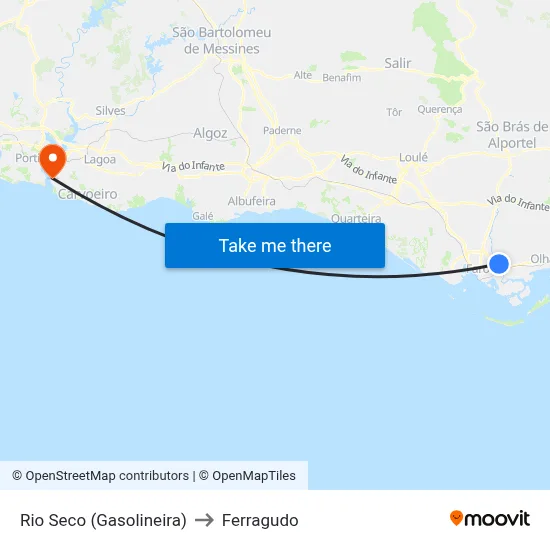 Rio Seco (Gasolineira) to Ferragudo map