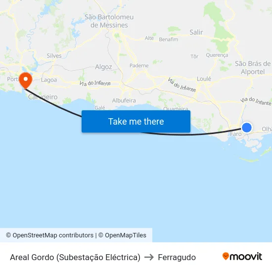 Areal Gordo (Subestação Eléctrica) to Ferragudo map