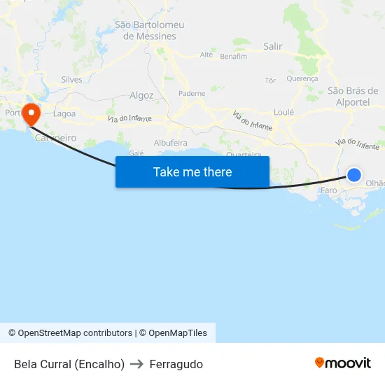 Bela Curral (Encalho) to Ferragudo map