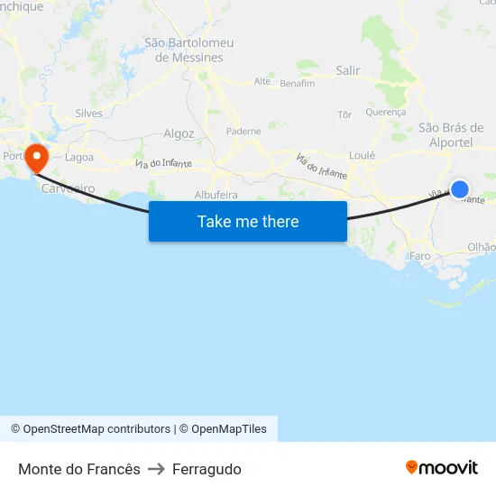 Monte do Francês to Ferragudo map