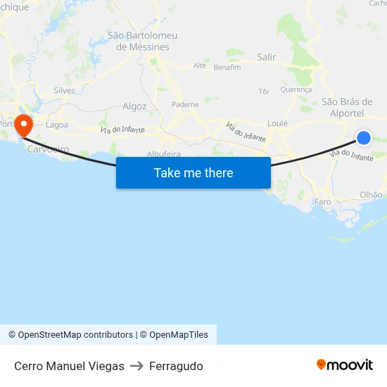 Cerro Manuel Viegas to Ferragudo map
