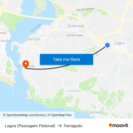 Lagoa (Passagem Pedonal) to Ferragudo map
