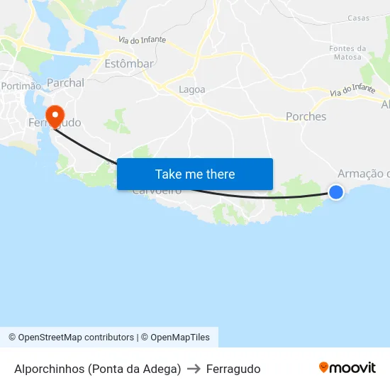 Alporchinhos (Ponta da Adega) to Ferragudo map