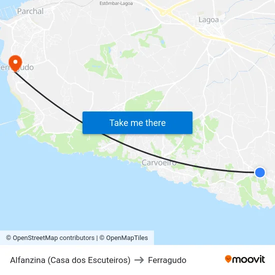 Alfanzina (Casa dos Escuteiros) to Ferragudo map