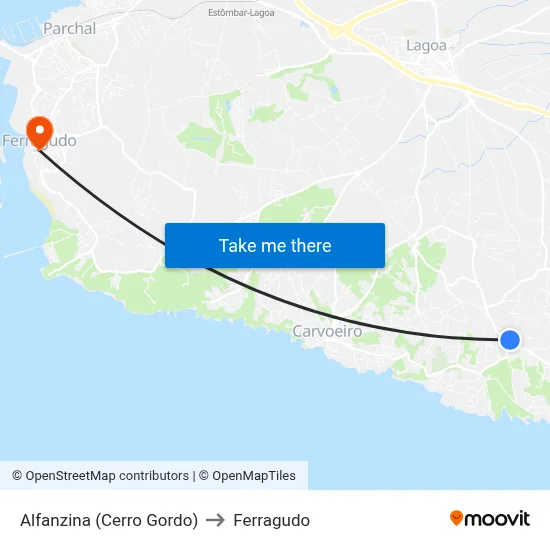 Alfanzina (Cerro Gordo) to Ferragudo map