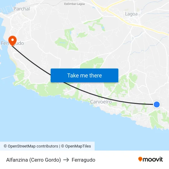 Alfanzina (Cerro Gordo) to Ferragudo map