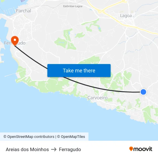 Areias dos Moinhos to Ferragudo map
