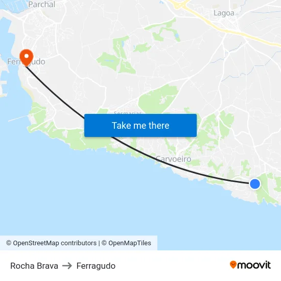 Rocha Brava to Ferragudo map