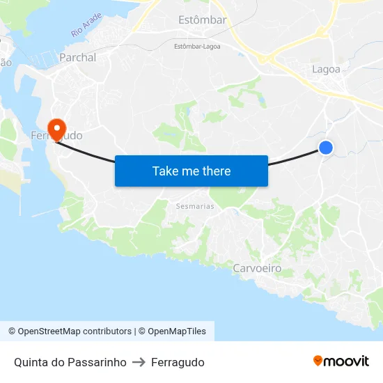 Quinta do Passarinho to Ferragudo map