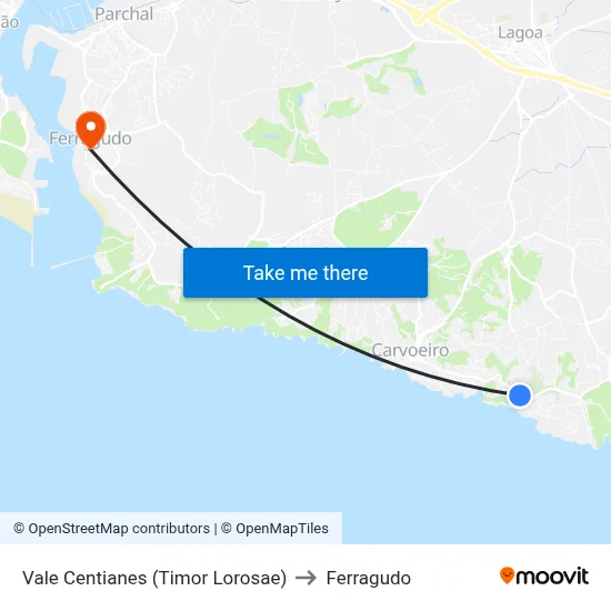Vale Centianes (Timor Lorosae) to Ferragudo map
