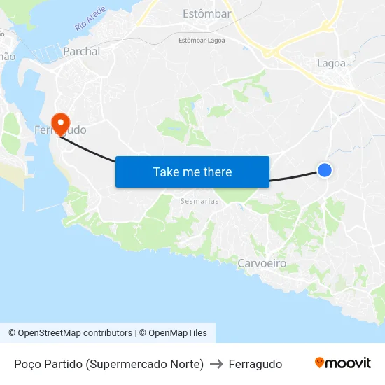 Poço Partido (Supermercado Norte) to Ferragudo map