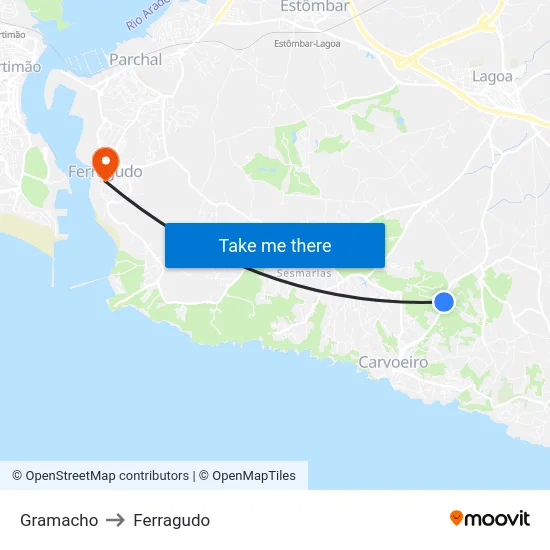 Gramacho to Ferragudo map
