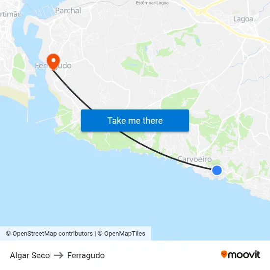 Algar Seco to Ferragudo map