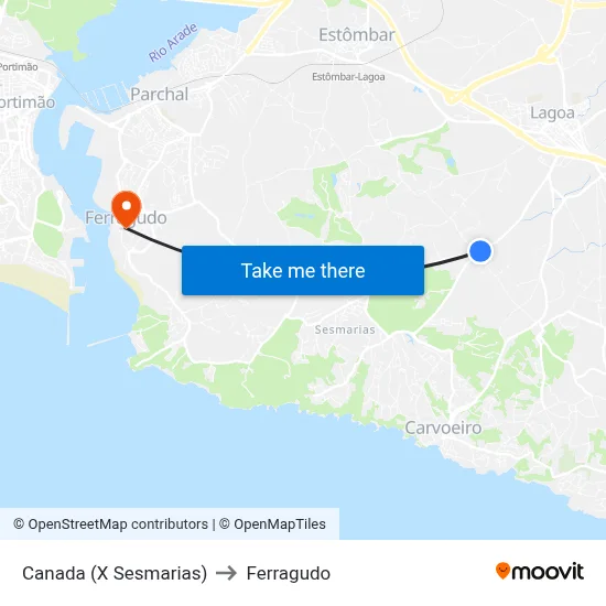 Canada (X Sesmarias) to Ferragudo map