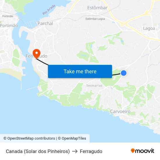 Canada (Solar dos Pinheiros) to Ferragudo map