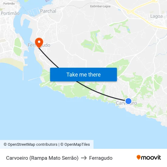 Carvoeiro (Rampa Mato Serrão) to Ferragudo map