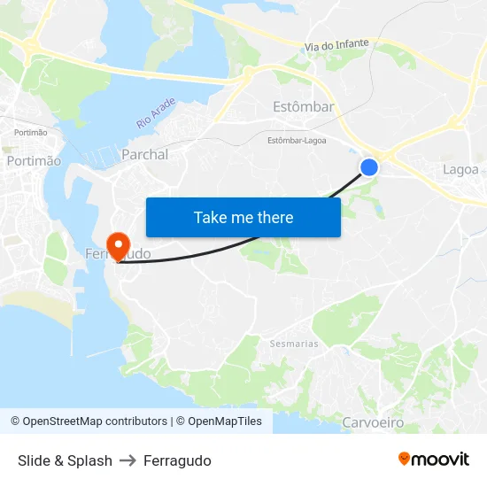 Slide & Splash to Ferragudo map