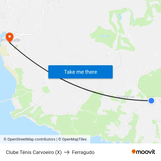 Clube Ténis Carvoeiro (X) to Ferragudo map