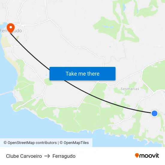 Clube Carvoeiro to Ferragudo map