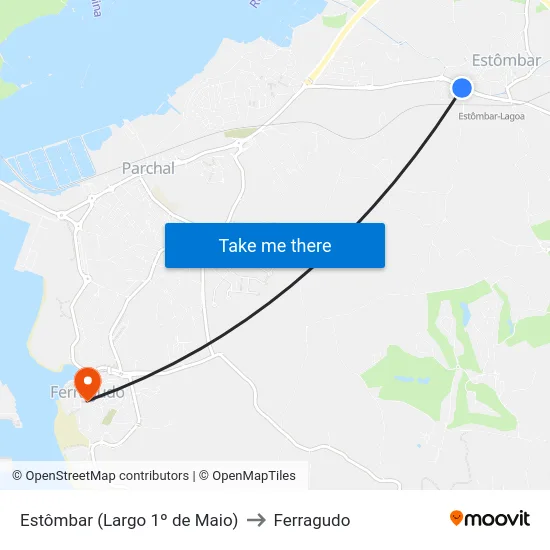 Estômbar (Largo 1º de Maio) to Ferragudo map