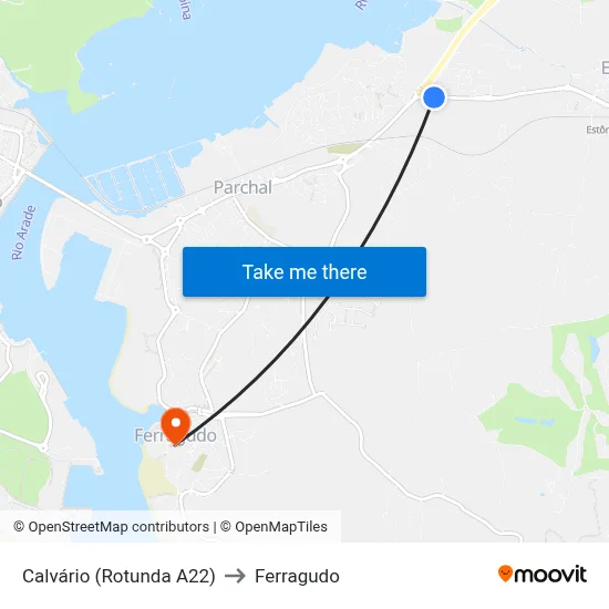 Calvário (Rotunda A22) to Ferragudo map