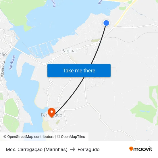 Mex. Carregação (Marinhas) to Ferragudo map