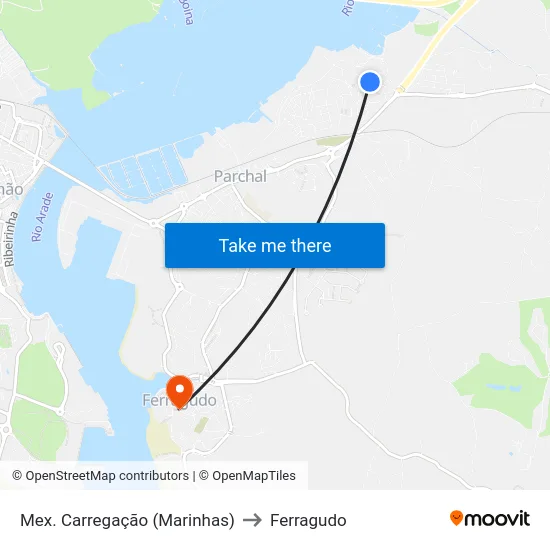 Mex. Carregação (Marinhas) to Ferragudo map