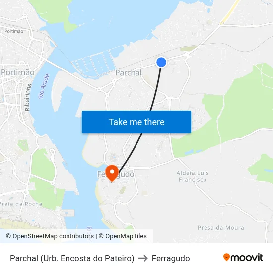 Parchal (Urb. Encosta do Pateiro) to Ferragudo map