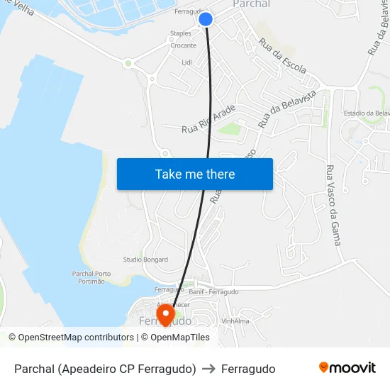 Parchal (Apeadeiro CP Ferragudo) to Ferragudo map