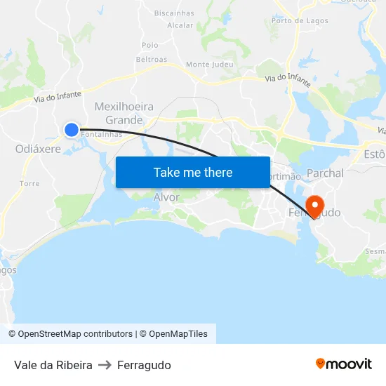 Vale da Ribeira to Ferragudo map