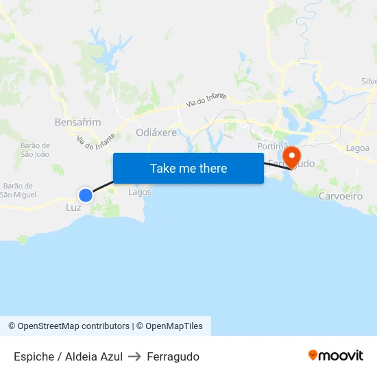 Espiche / Aldeia Azul to Ferragudo map