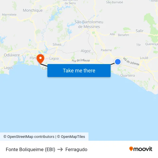 Fonte Boliqueime (EBI) to Ferragudo map