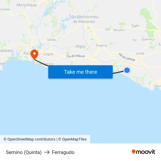 Semino (Quinta) to Ferragudo map