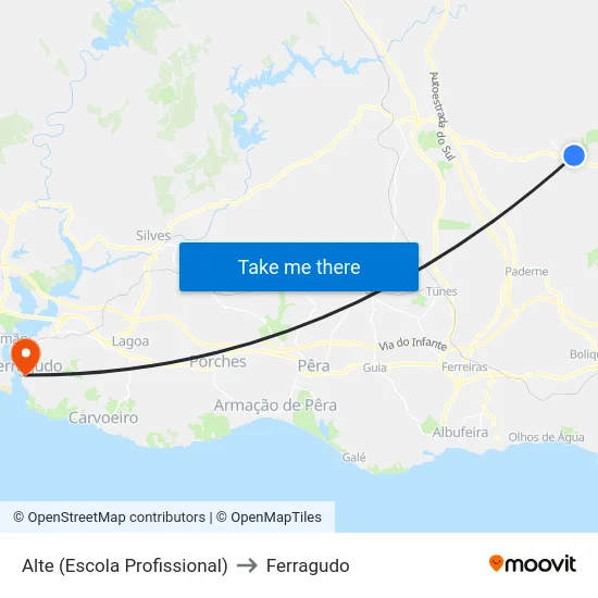 Alte (Escola Profissional) to Ferragudo map