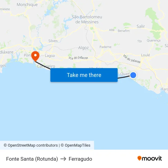 Fonte Santa (Rotunda) to Ferragudo map