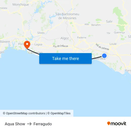 Aqua Show to Ferragudo map
