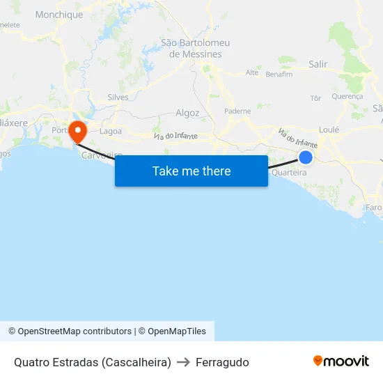 Quatro Estradas (Cascalheira) to Ferragudo map